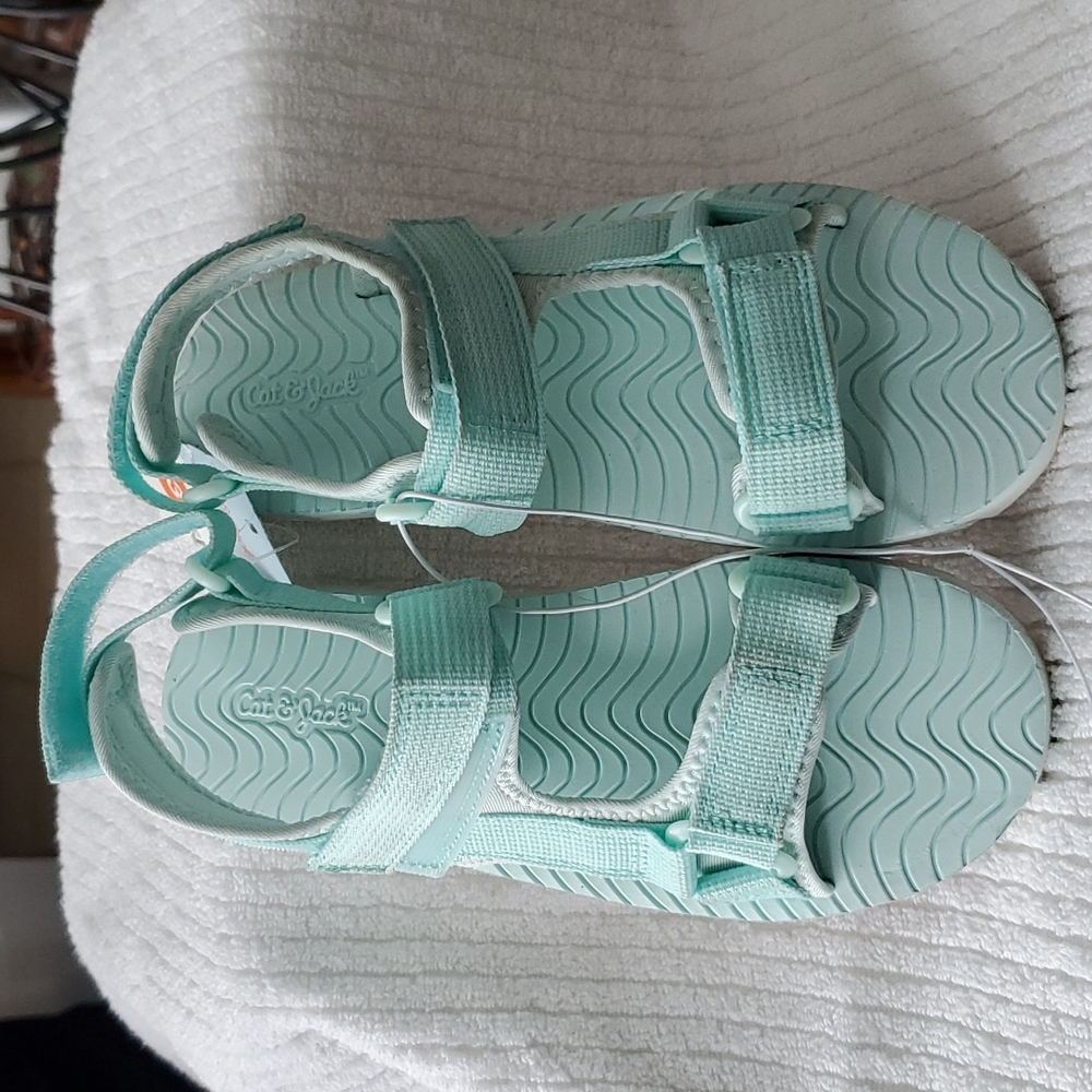 CAT AND JACK GREEN SANDALS WITH VELCRO ENCLOSURE SIZE GIRLS 3